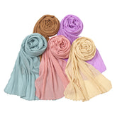 YW90 pleated plain bubble chiffon hijab