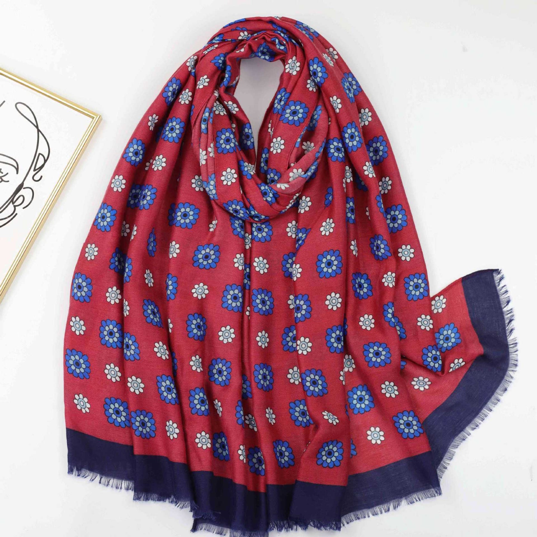 JY23081 small daisy printed scarf