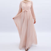 9514 Solid color chiffon muslim dress