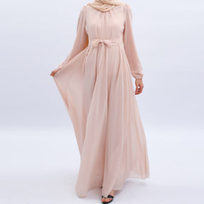 9514 Solid color chiffon muslim dress