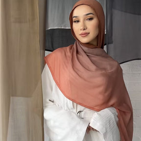 VS812 Tudung kecerunan warna pepejal warna tunggal selendang yang boleh bernafas modal brim lebar untuk wanita tudung/tudung tudung polos