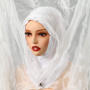 SW177  Plain Crystal Linen Crinkle Instant Hijab with Cap