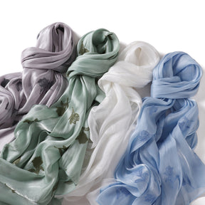 YZ330  Plain Sea Island Silk Embroidered Satin Hijab