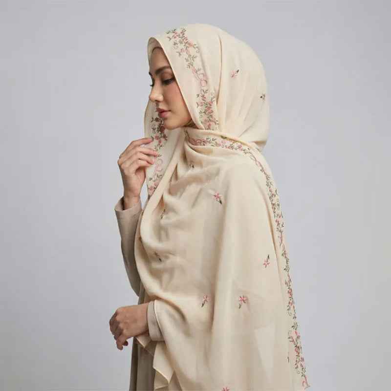 VE122 Embroidered Chiffon Hijab