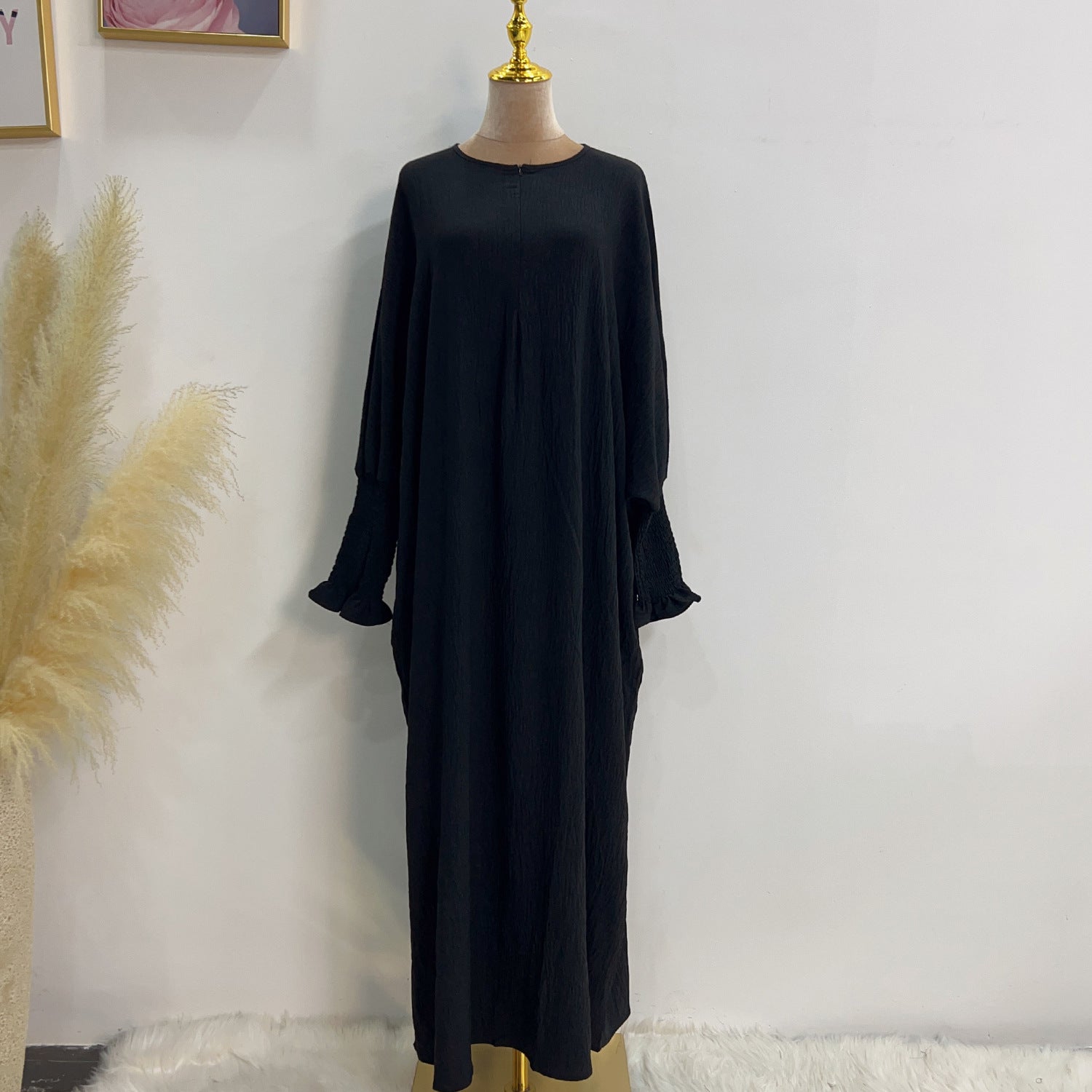 LR616 Middle East Dubai Turkish solid color Tiktok bat style dress - MinYang Fashion Apparel Accessory Manufacturer