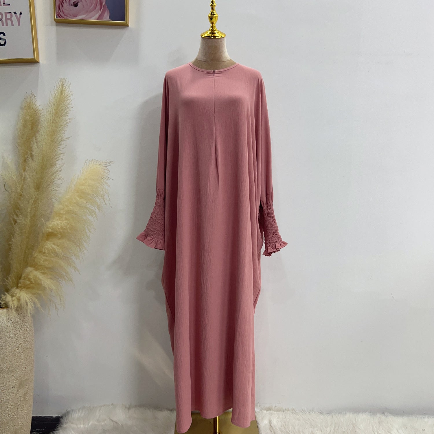 LR616 Middle East Dubai Turkish solid color Tiktok bat style dress - MinYang Fashion Apparel Accessory Manufacturer
