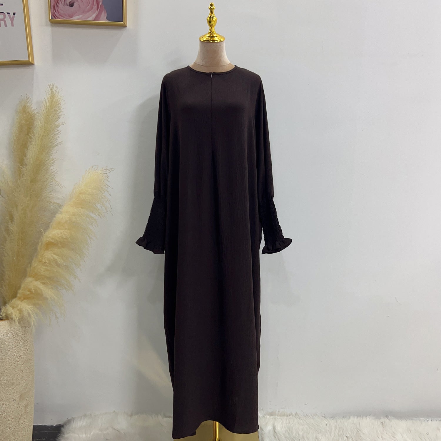 LR616 Middle East Dubai Turkish solid color Tiktok bat style dress - MinYang Fashion Apparel Accessory Manufacturer