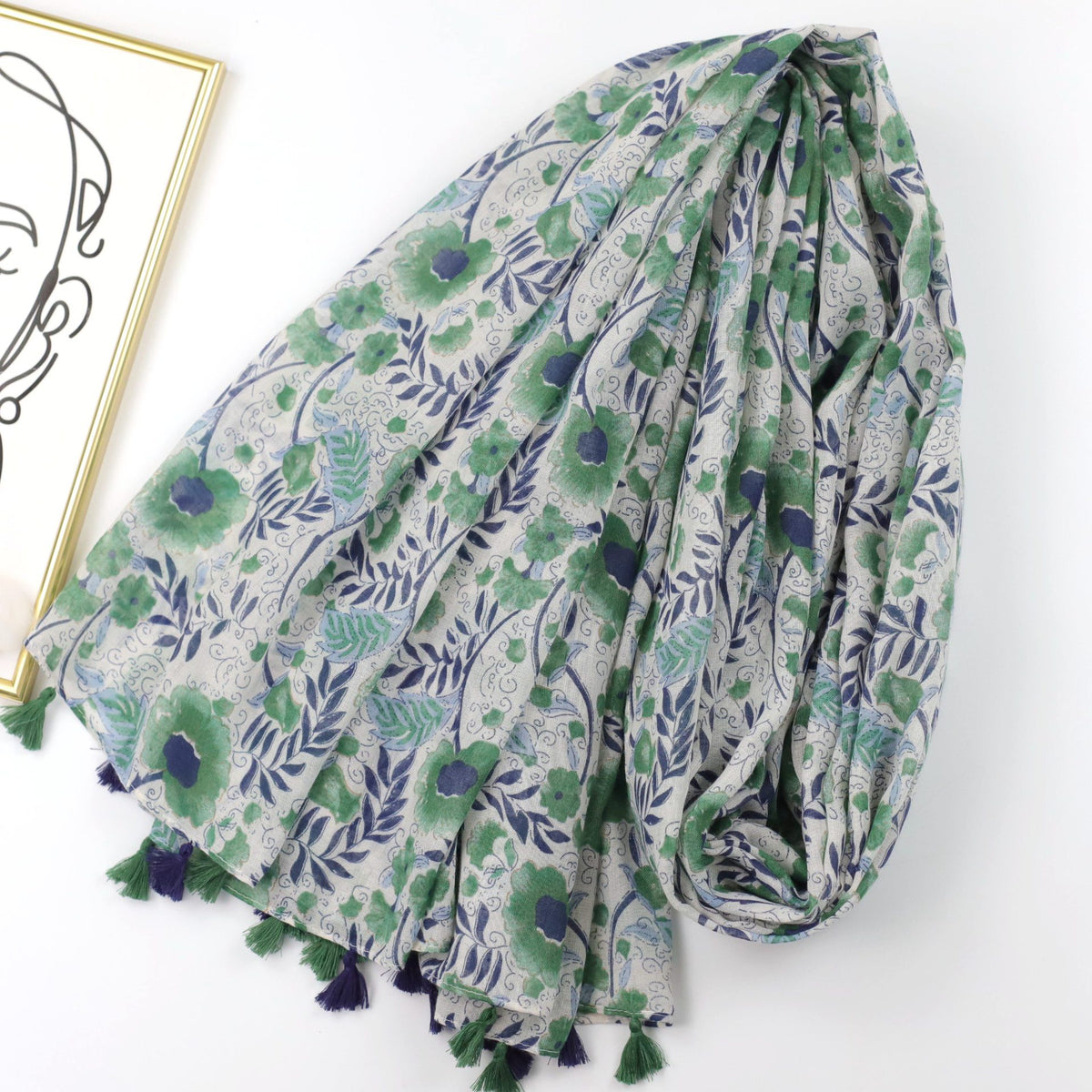 JY230504 Flower leaf printed scarf