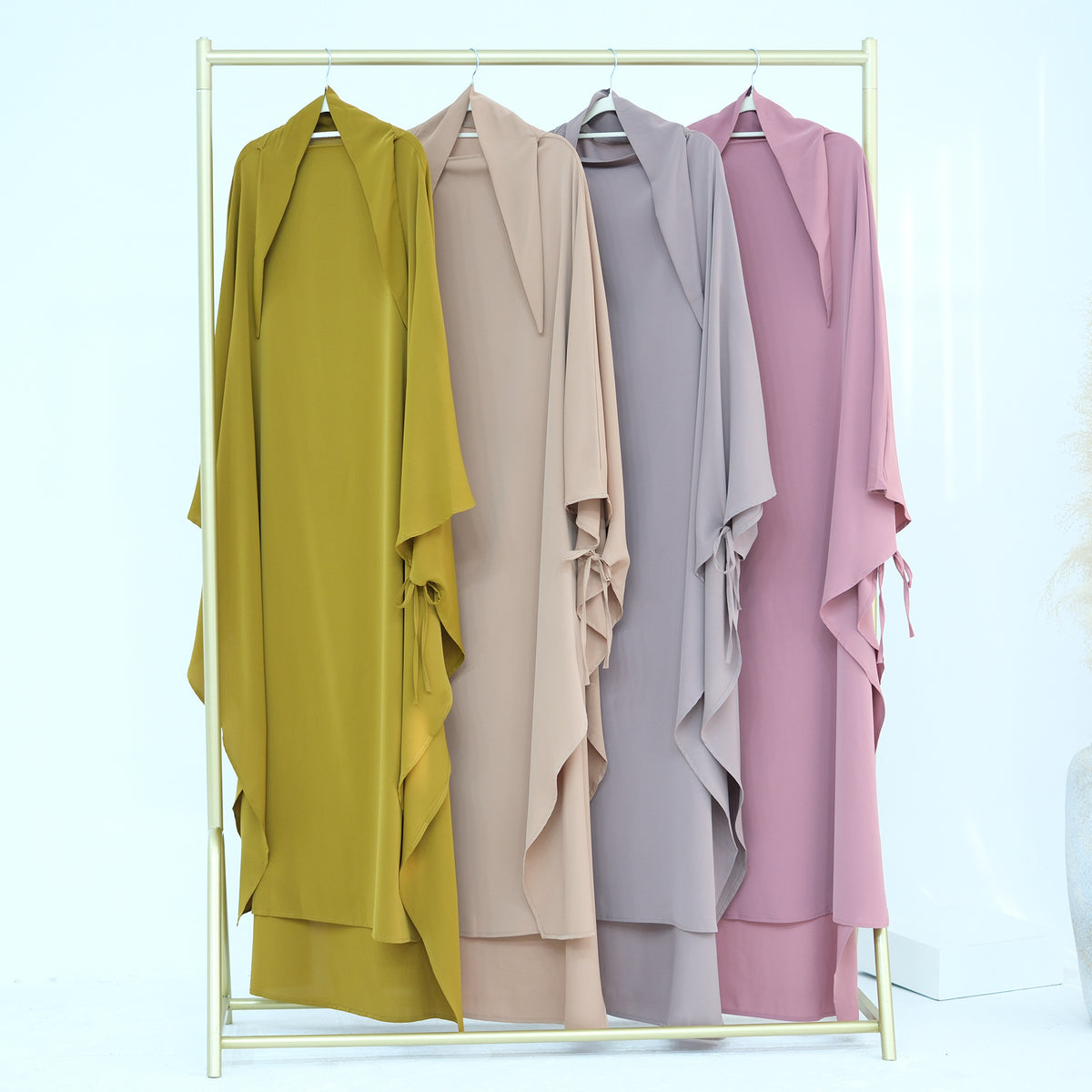 HJ931  Plain Nida Flared Khimar Hijab