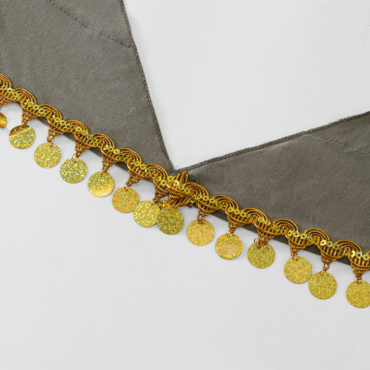 SW135  Plain Crystal Linen Round Gold Sequin Instant Hijab