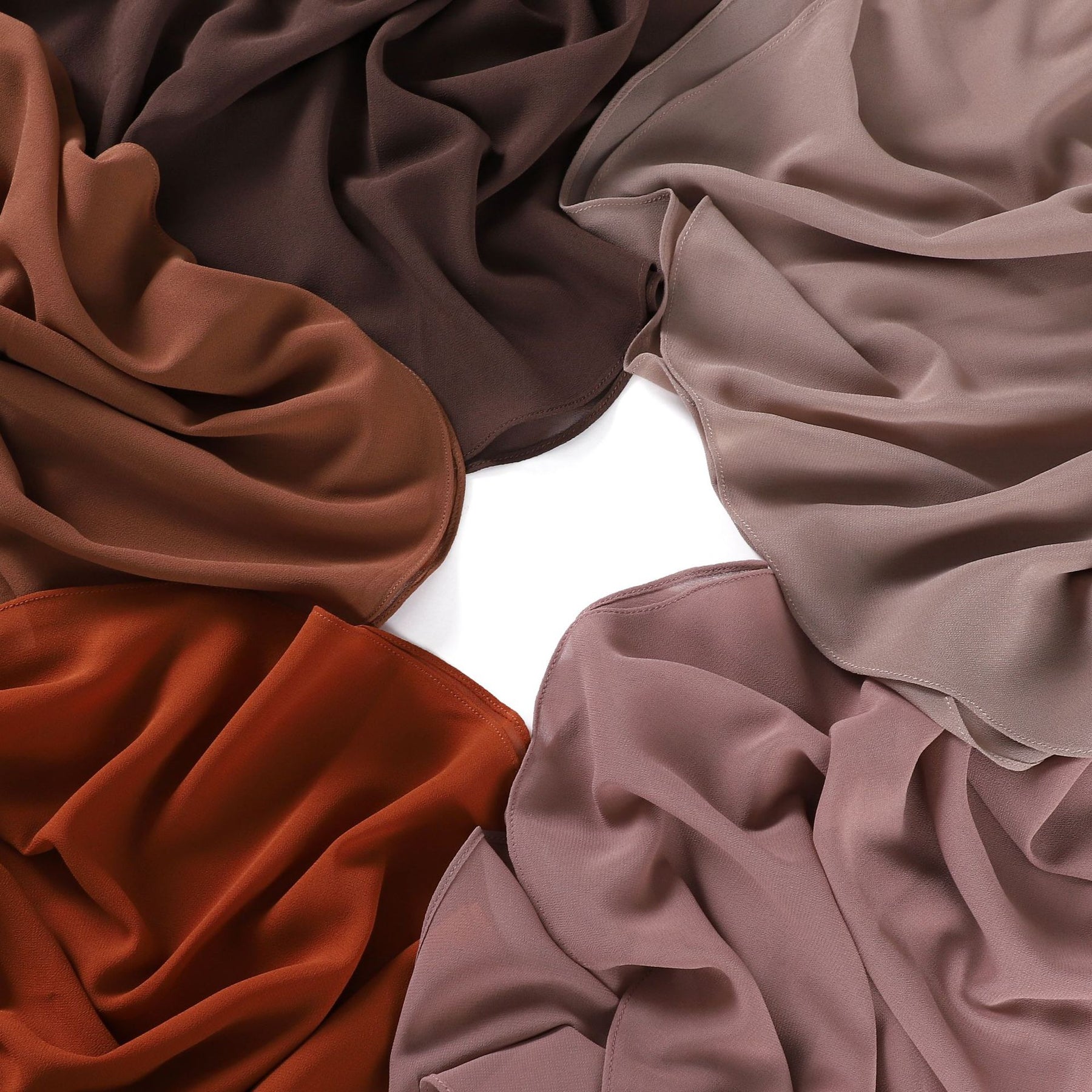 MRYJ01  Rounded hem semi-circular chiffon hijab
