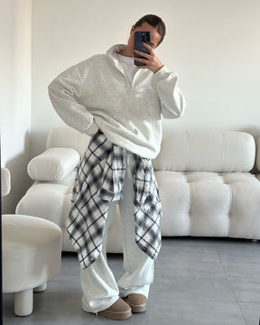 C56300  Women's Oversized Half-Zip Sweatshirt & Drawstring Sweatpants Set