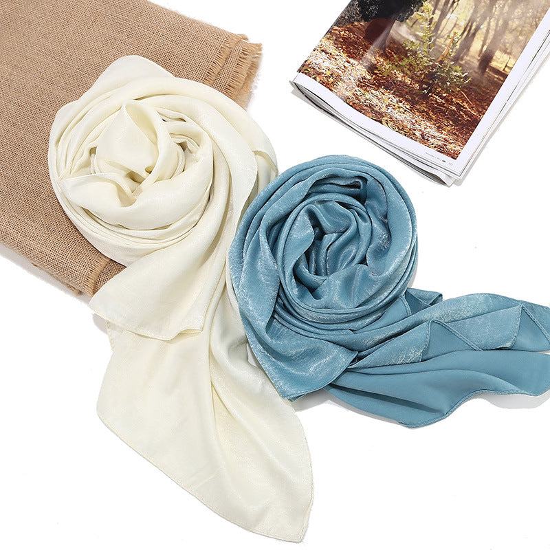 MSL063 plain Simulated silk hijab scarf