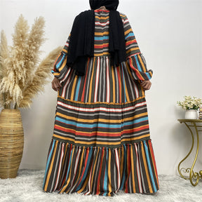 6400-1 stripe abaya dress