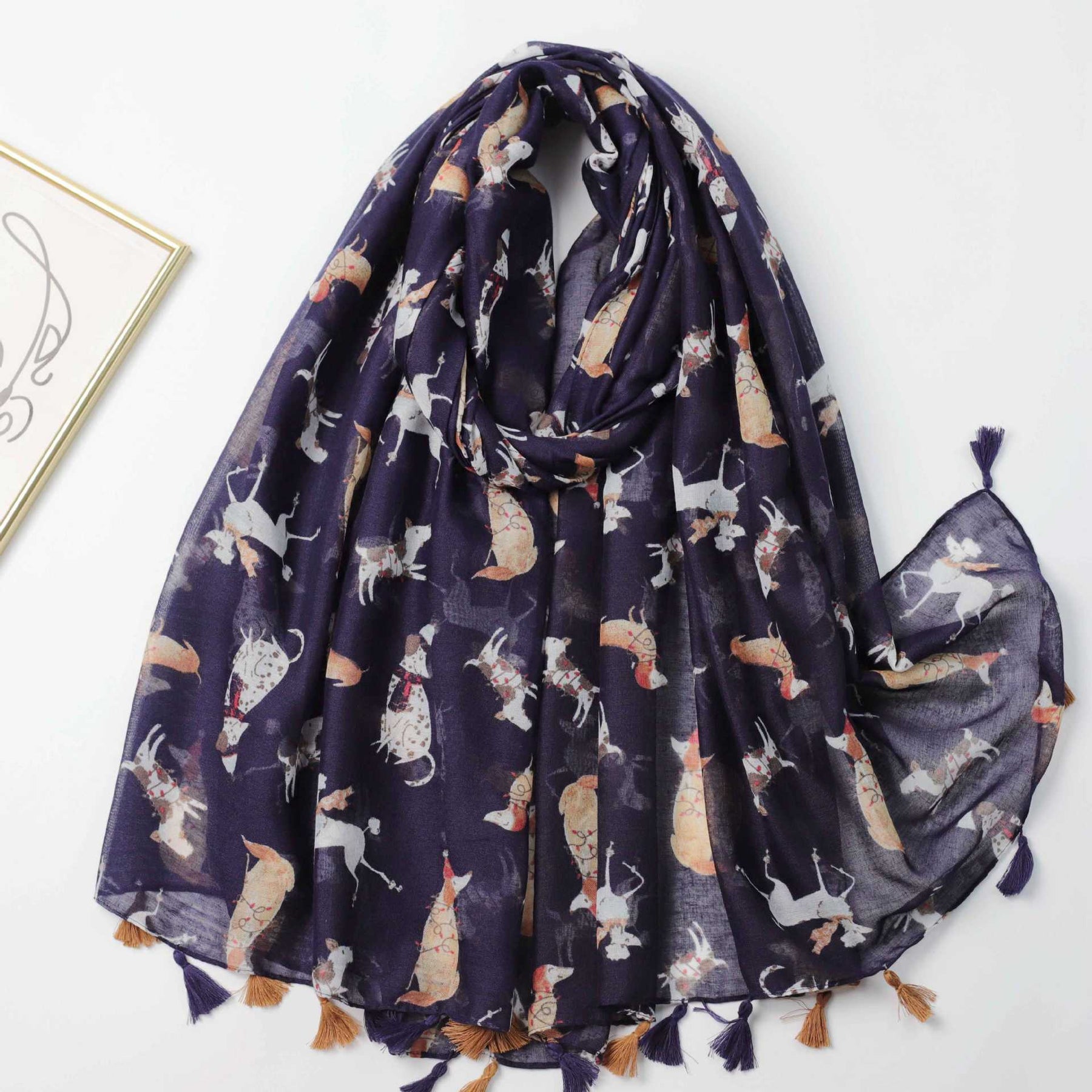 JY240601   Dalmatian printed silk scarf