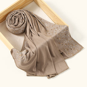 YW425  Mercerized Cotton Special-Shaped Hotfix Rhinestone Hijab