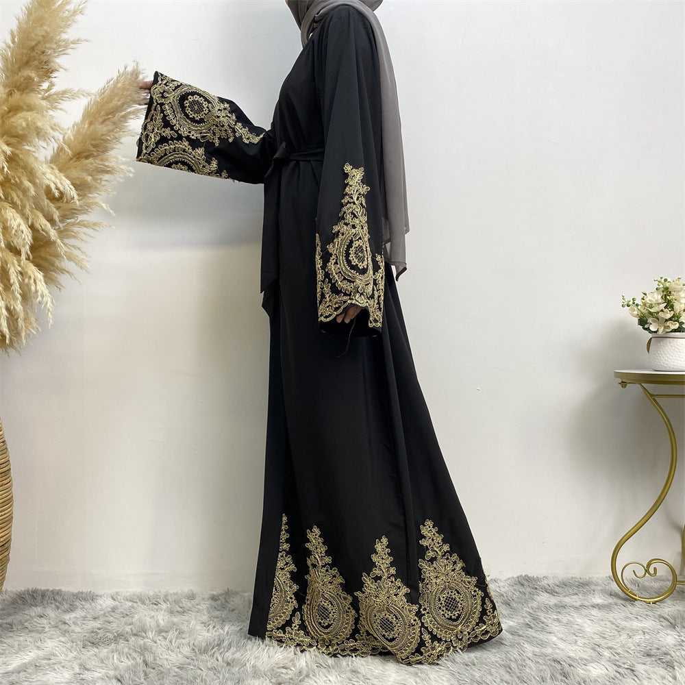 1495 Lace stitching muslim abaya dress