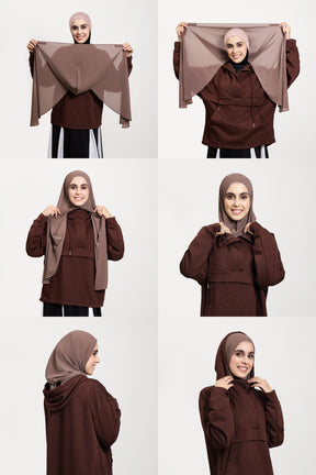 YZ317  Plain Pearl Chiffon Hijab with Built-in Magnetic Closure