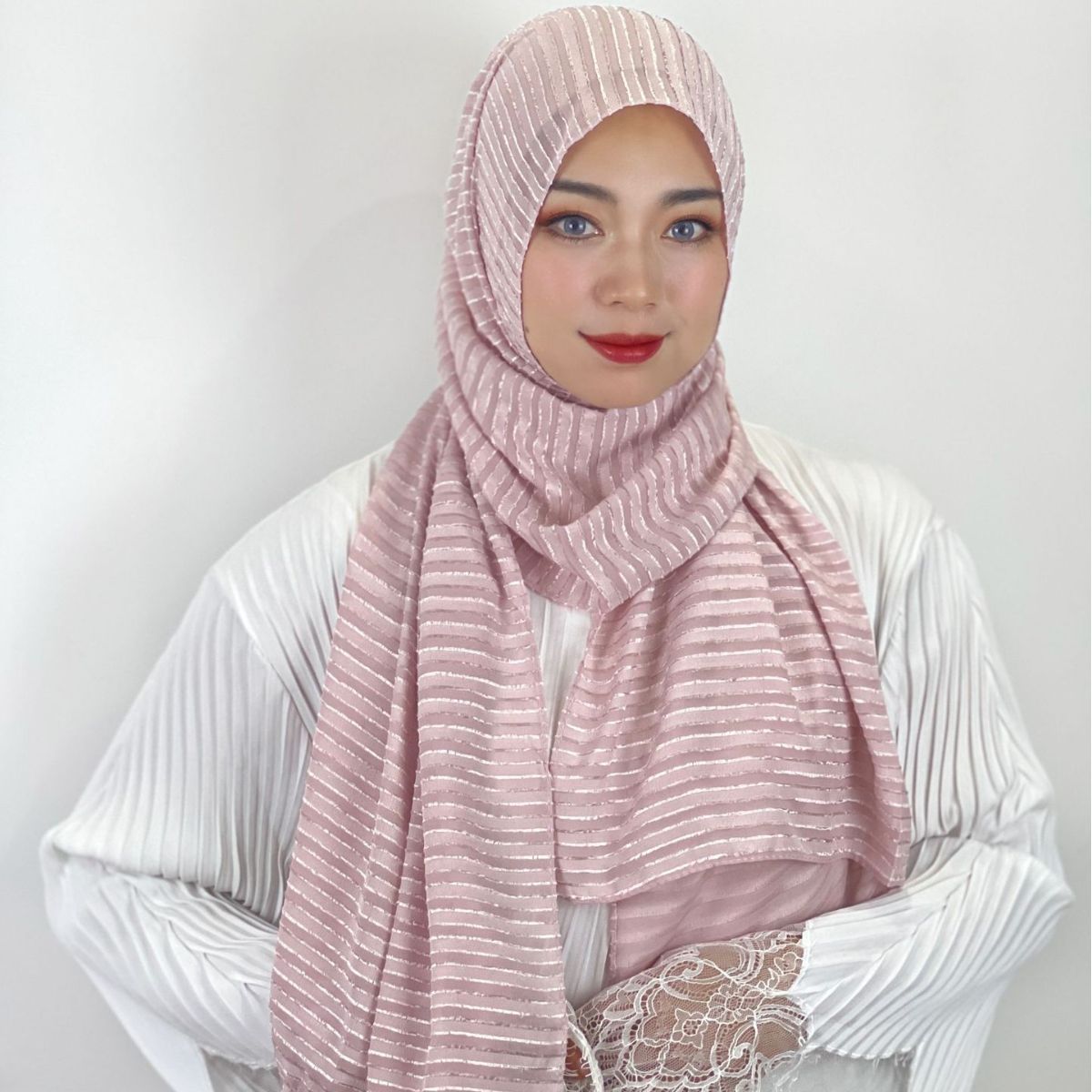 TD13-000  New striped long scarf solid color jacquard chiffon Malay ladies scarf wholesale ethnic scarf