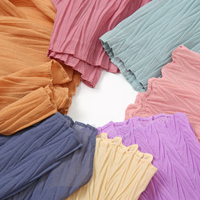 YW90 pleated plain bubble chiffon hijab