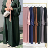 LR937  Contrast color trim abaya