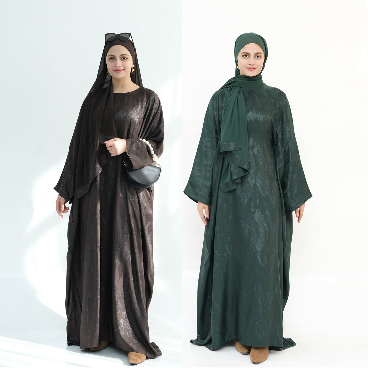 LRDB002  Fashionable printed plus size dress + hijab 2-piece set