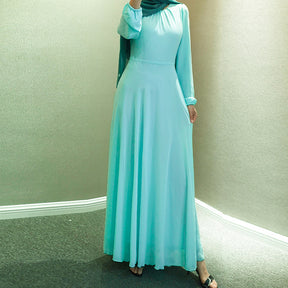 9514 Solid color chiffon muslim dress