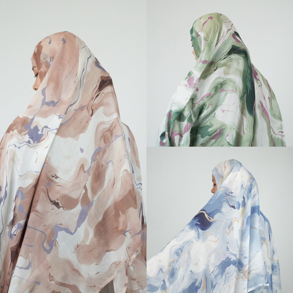 MD002  Multicolor double stitch wide-brimmed polyester cotton hijab scarf