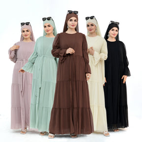 LR866+LR867   (abaya + hijab + underwear)Elegant Cardigan abaya