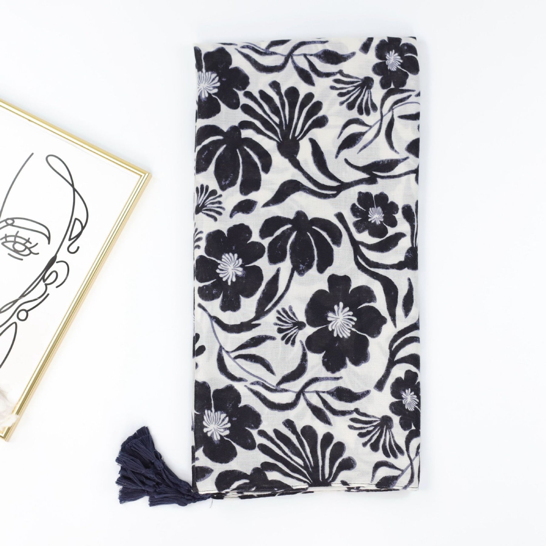 JY230805 Camellia flower printed scarf