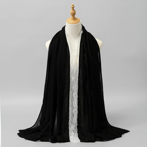 SW161  Plain Lace Trim Polyester Hijab