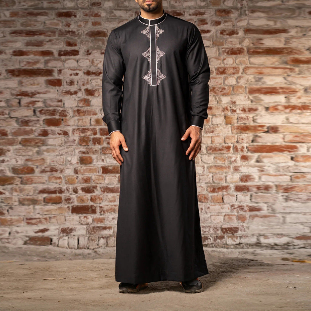 jl03 Foreign trade Muslim long-sleeved embroidered ethnic style Arab robe men's robes  abaya