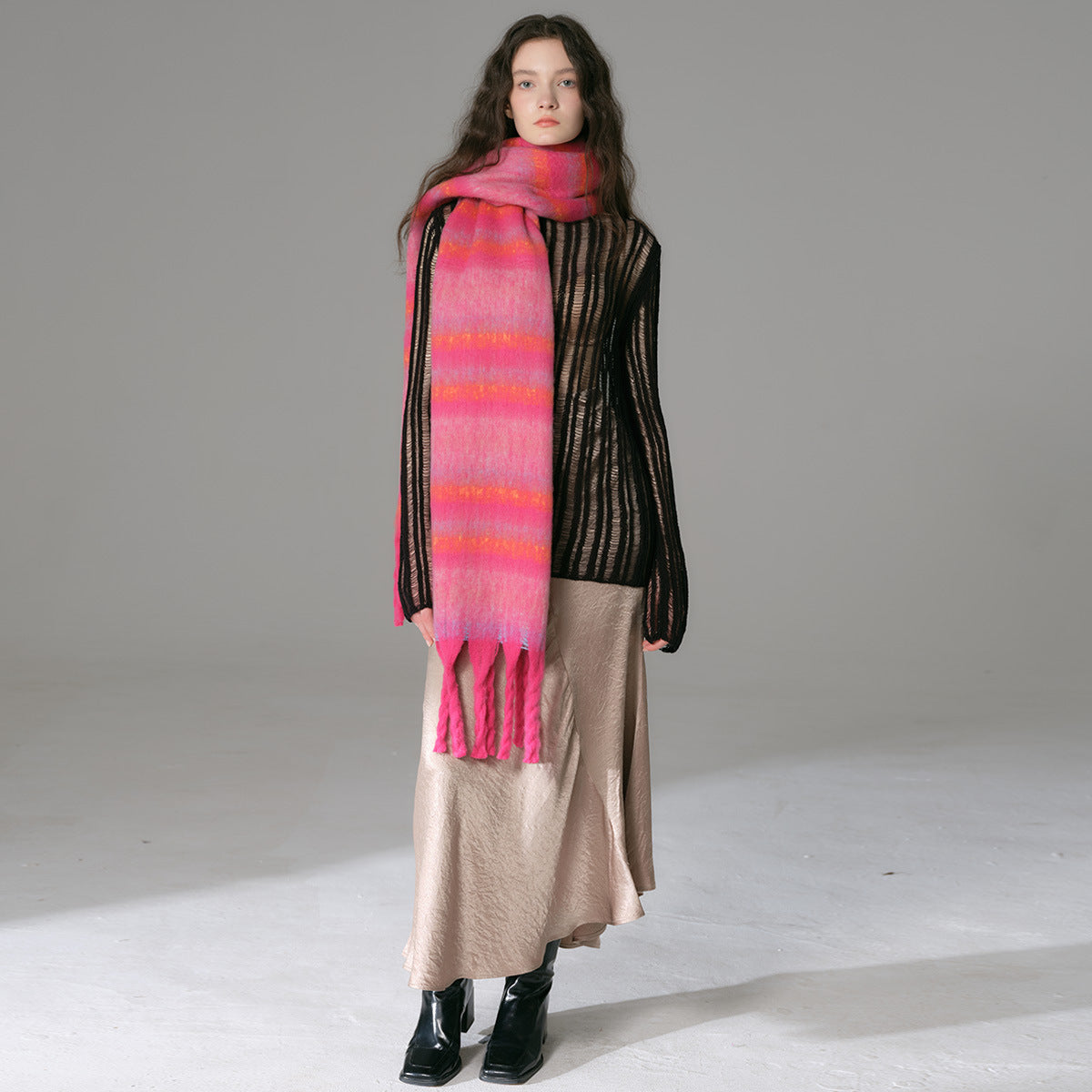 TLQHZZ-088 color stripe winter scarf