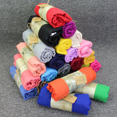 MY022   Mixed cotton solid colour cotton linen plain hijab scarf for women