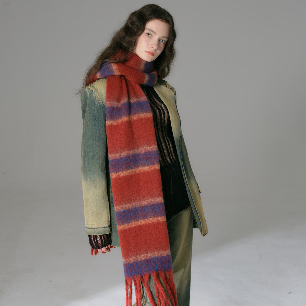 TLQHZZ-078 color stripe winter scarf