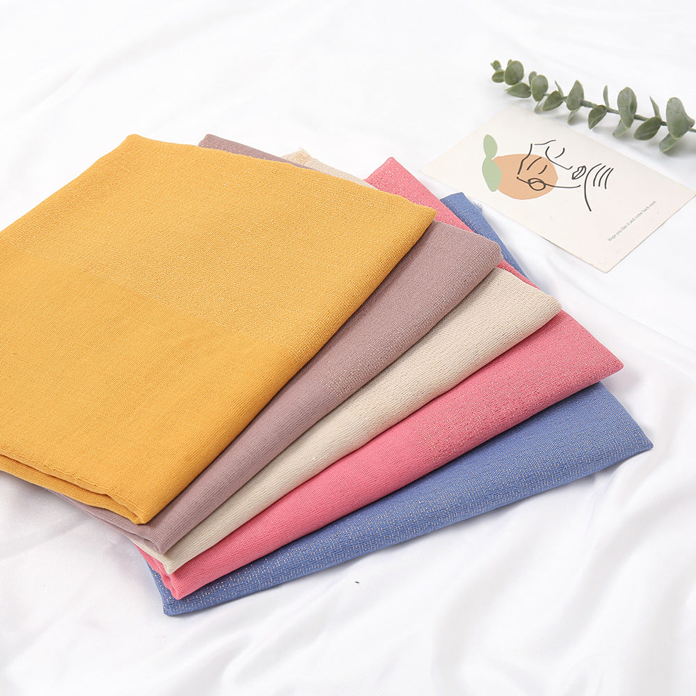 VS534 golden silk thread plain hijab