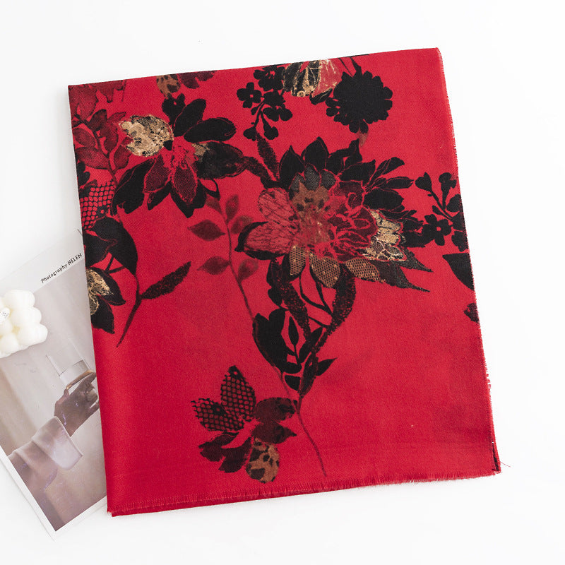 FH23-5101 plants flowers red winter scarf