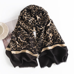 FH23-5392 Leopard print printed winter scarf