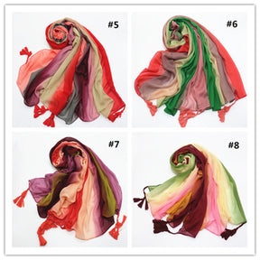 xmr Rainbow cotton and linen scarf Tudung hijab/tudung printed hijab printed scarf