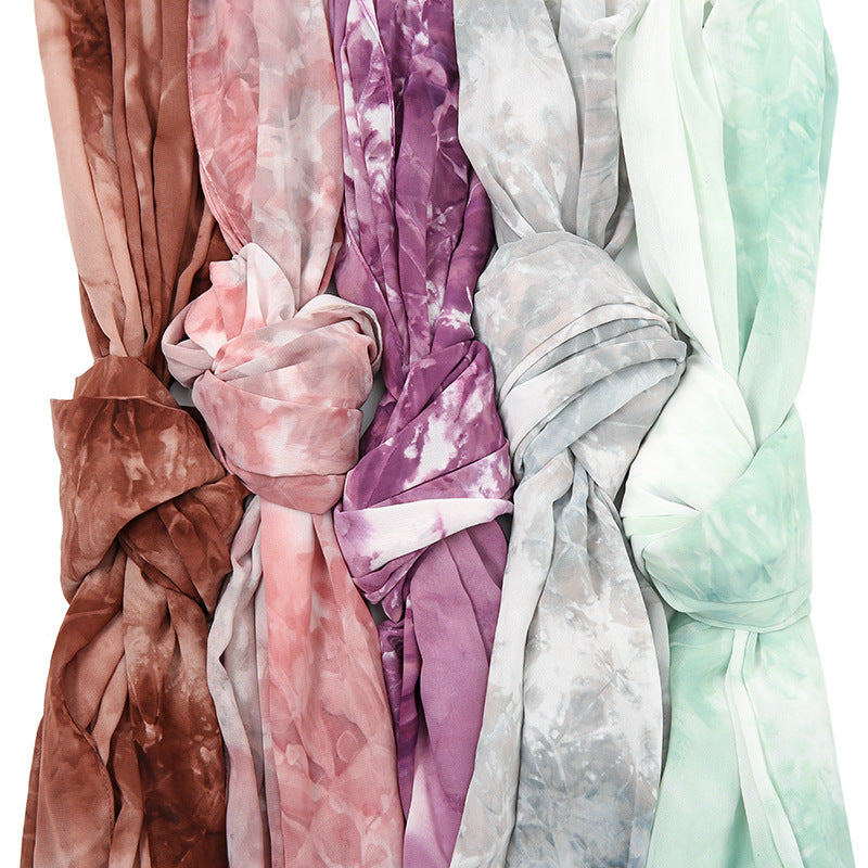 YW158 tie-dye pearl chiffon hijab scarf