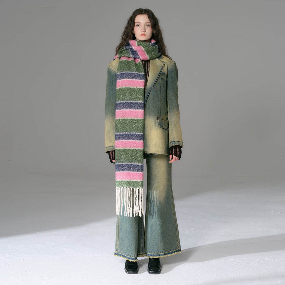 TLQHZZ-077 color stripe winter scarf