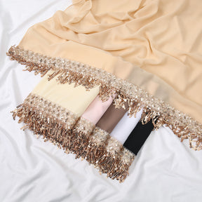 SW150  Plain Chiffon Sequin Tassel Hijab