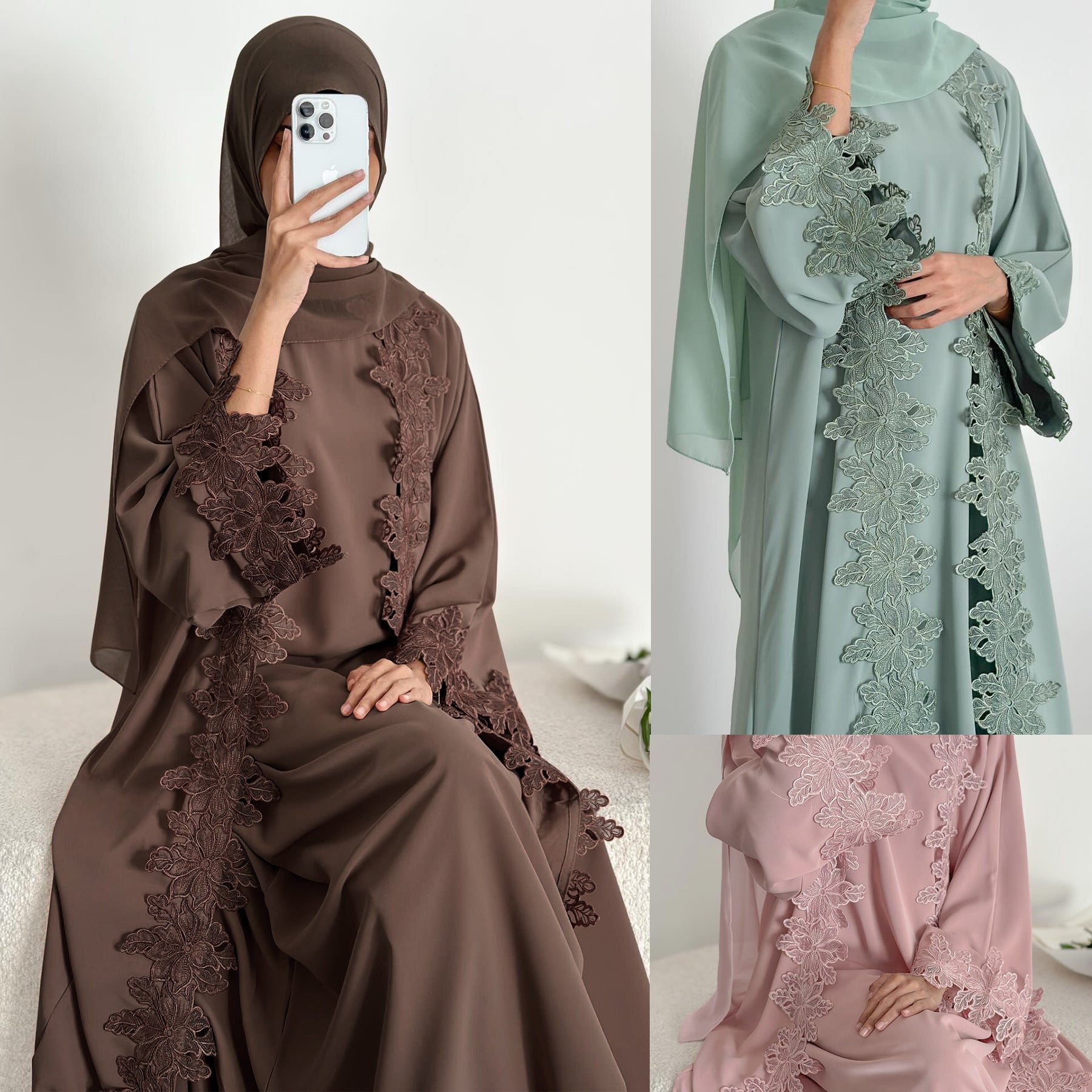 LR1184  Lace Splicing Cardigan and Inner Dress