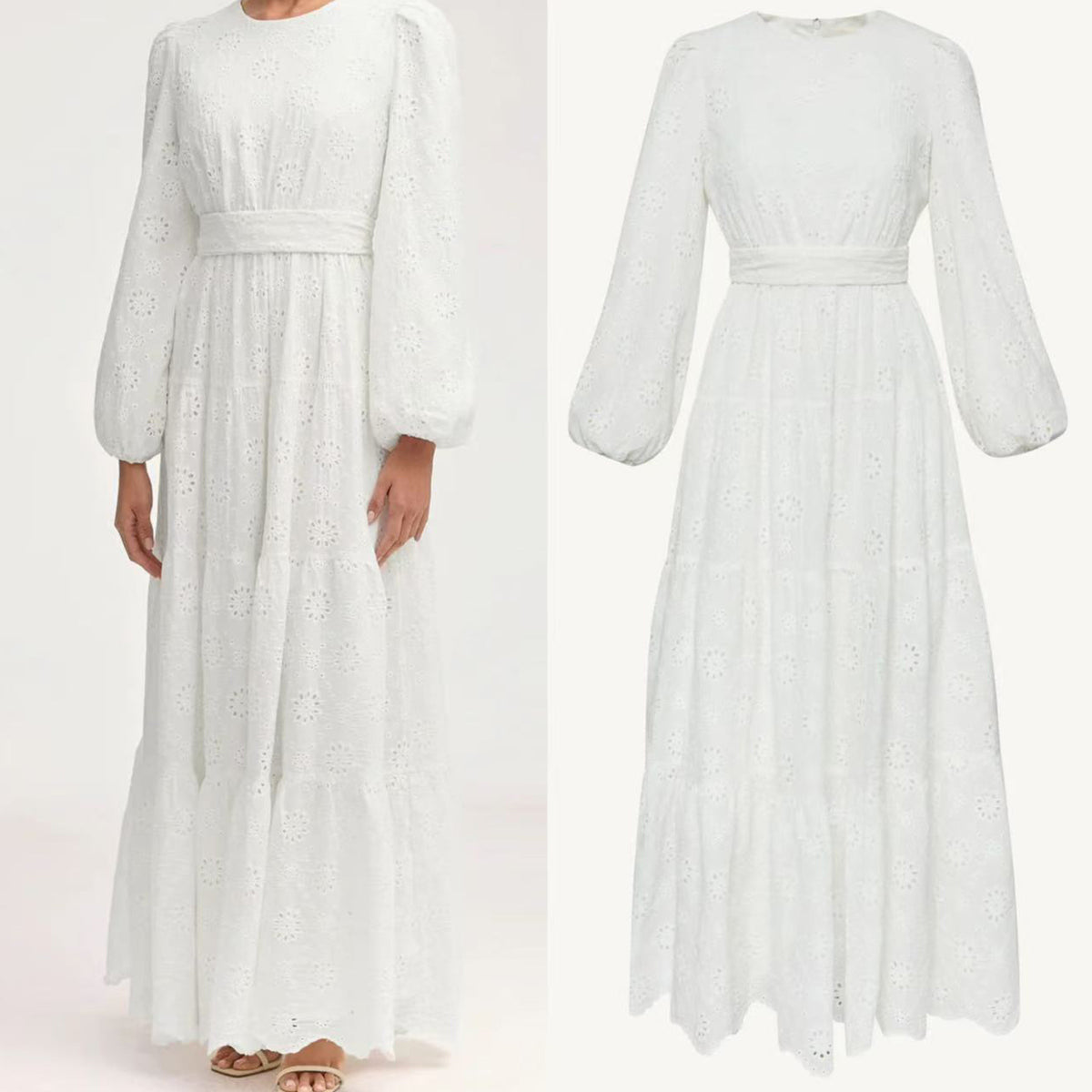LR1066  Pure Cotton Embroidery Abaya Floral Dress