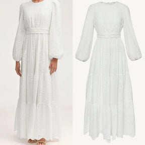 LR1066  Pure Cotton Embroidery Abaya Floral Dress