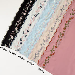 WJA498  Plain Elastic Chiffon Embroidered Long Hijab Headwrap