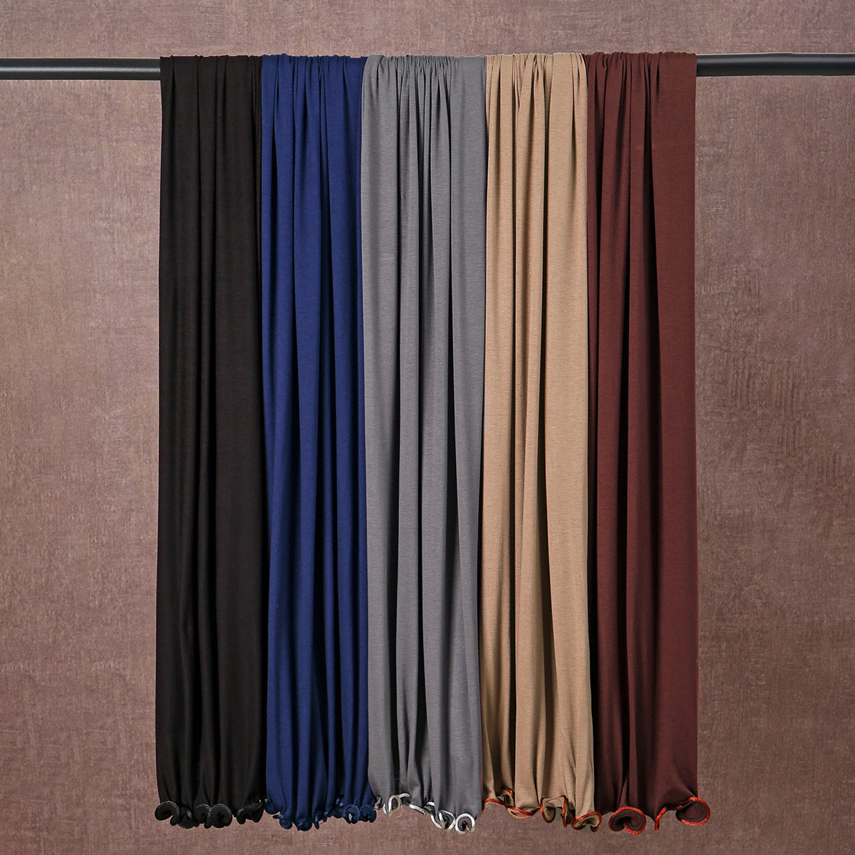 SW053  Plain Mercerized Cotton Jersey Wavy Edge Hijab