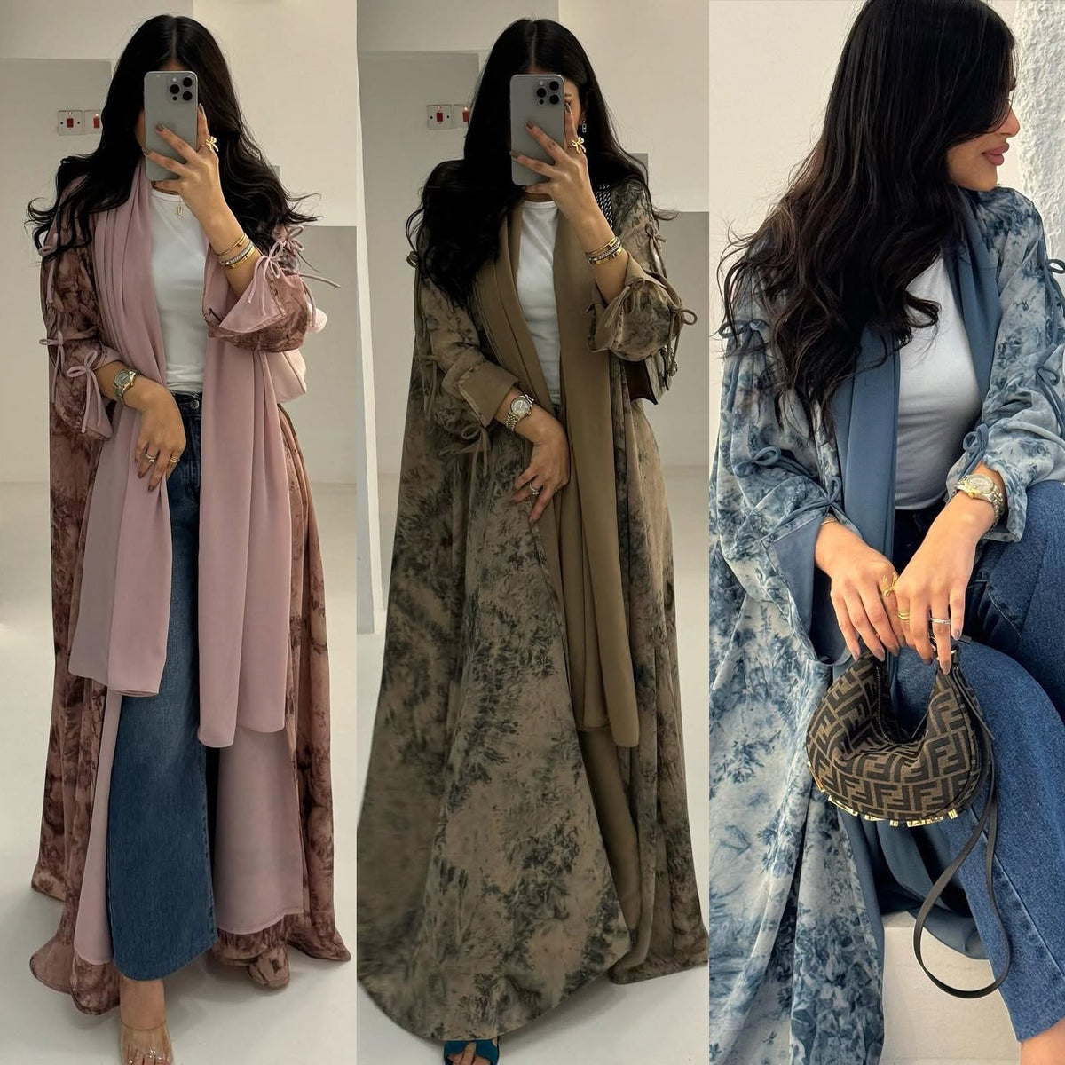 MQ181  Muslim print abaya with hijab two piece set