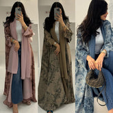 MQ181  Muslim print abaya with hijab two piece set