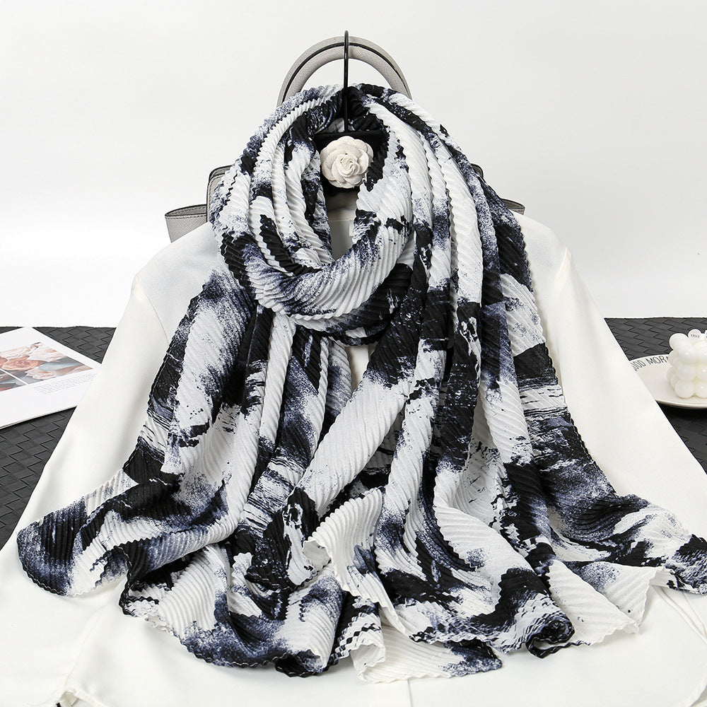 VS562 tie-dye pleated hijab scarf